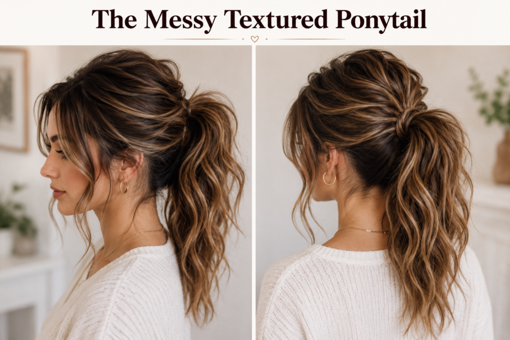 The Messy Textured Ponytail